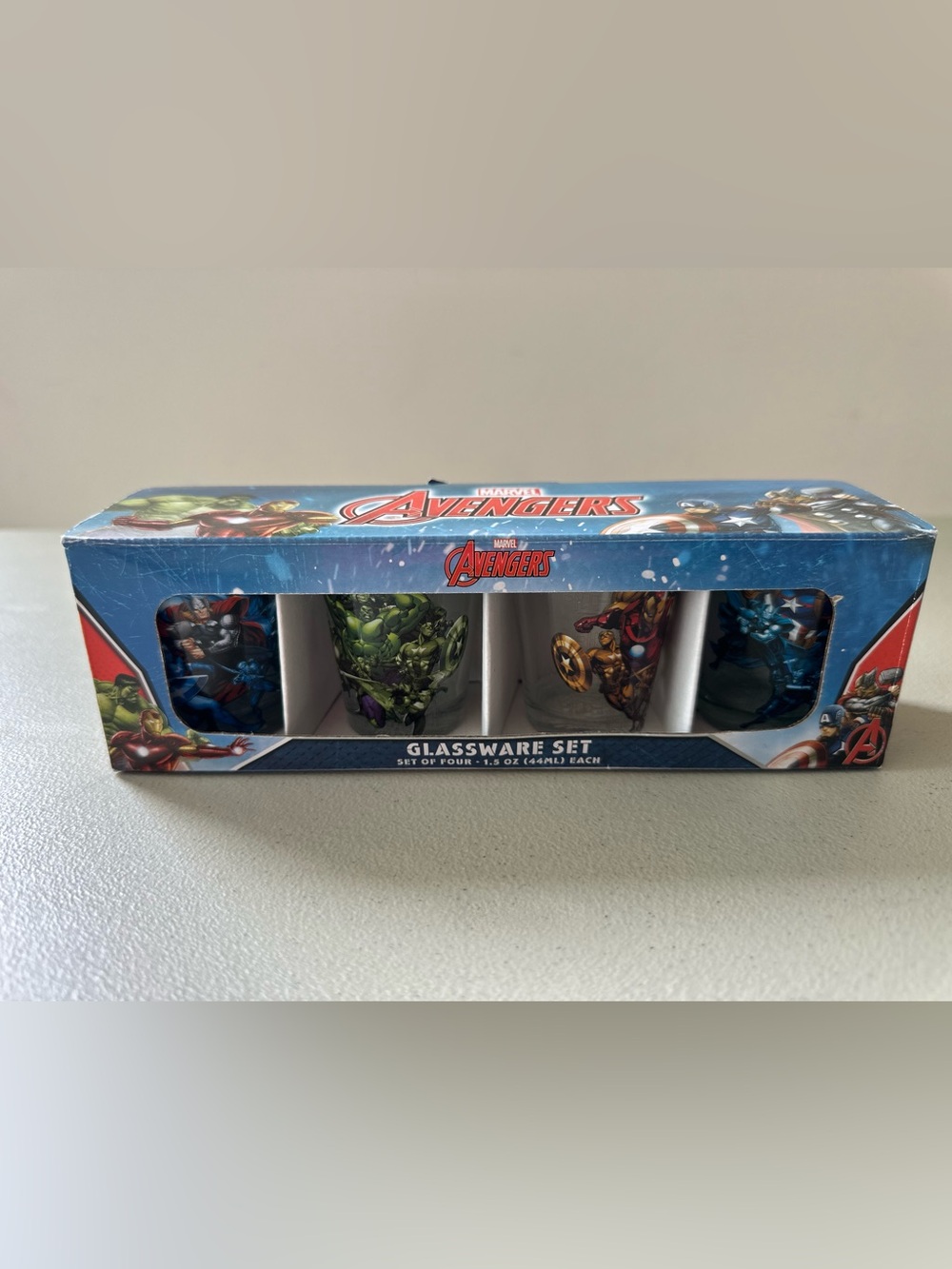 Marvel Avengers Shot Glasses Set of Four NIB Silver Buffalo